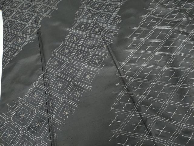 平和屋着物●訪問着 作家物 紬地 刺し子 蜀江花文 ロング丈 正絹 逸品 AABG7920cs