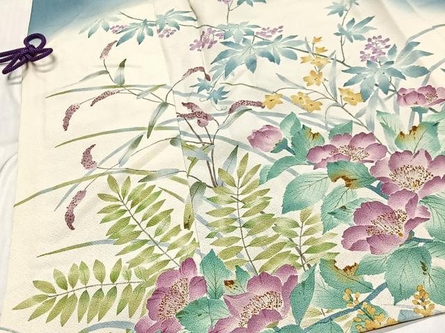 平和屋着物∞道中着 作家物 草花文 暈し染め 正絹 逸品 CABD4703ua