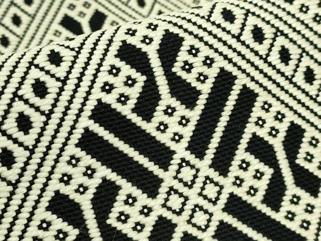 平和屋本店●極上 八寸名古屋帯 こぎん刺し 菱 黒地 逸品 DZAB5583kh6