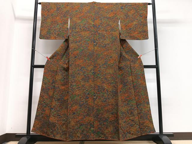 平和屋着物■上質な小紋 風景花鳥文 鬼しぼ縮緬 正絹 逸品 CABD7010xe