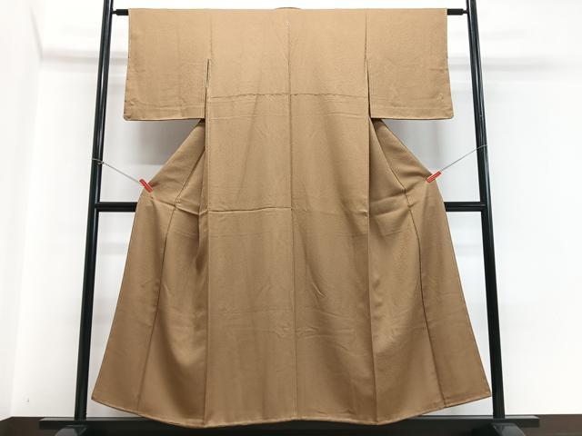平和屋着物■上質な色無地 枇杷茶色 正絹 逸品 CABD7042xe
