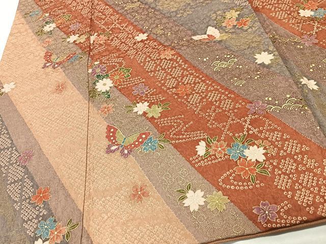 平和屋着物■上質な小紋 花蝶文 金彩 正絹 逸品 CABD7053xe
