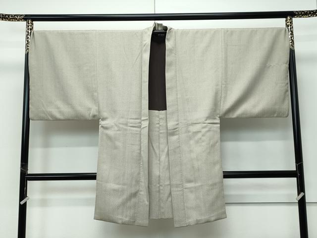 平和屋本店∞極上 男性 京都・西陣 織元ブランド 秦流舎 長羽織 キングサイズ お召地 幾何学文様 逸品 CZAA5446s6