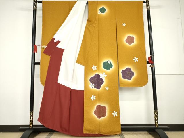 平和屋着物●豪華振袖 唐織 舞花文 暈し染め 金彩 正絹 逸品 未使用 AABG7973cs