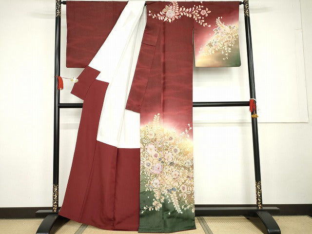 平和屋着物●越後十日町の一流染匠 桐屋・翠山工房 訪問着 絞り 辻が花 暈し染め 銀通し地 正絹 逸品 AABG7947cs