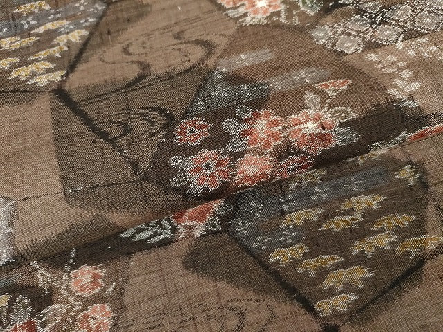 平和屋着物●上質な紬 古渡華更紗 反端付き 正絹 逸品 未使用 AABG7946cs