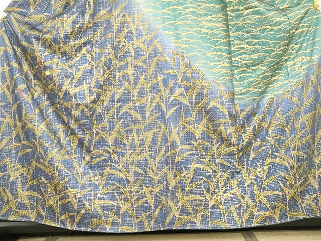 平和屋着物●訪問着 駒刺繍 葦 雪芝枝葉文 暈し染め 金彩 正絹 逸品 未使用 AABG7931cs