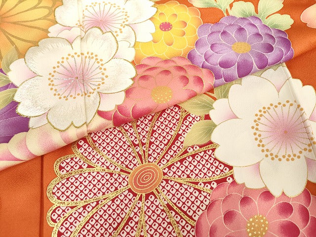 平和屋着物●大島優子 訪問着 刺繍 舞花文 金彩 金銀糸 正絹 逸品 AABG7950cs