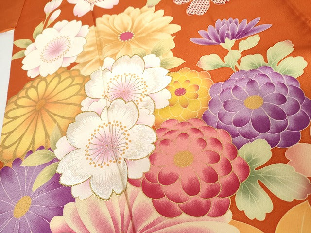 平和屋着物●大島優子 訪問着 刺繍 舞花文 金彩 金銀糸 正絹 逸品 AABG7950cs