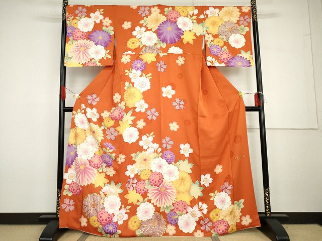 平和屋着物●大島優子 訪問着 刺繍 舞花文 金彩 金銀糸 正絹 逸品 AABG7950cs