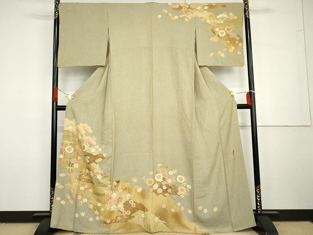 平和屋着物●京友禅の第一人者 松井青々 訪問着 吉祥松竹梅文 金彩 正絹 逸品 AABG7956cs
