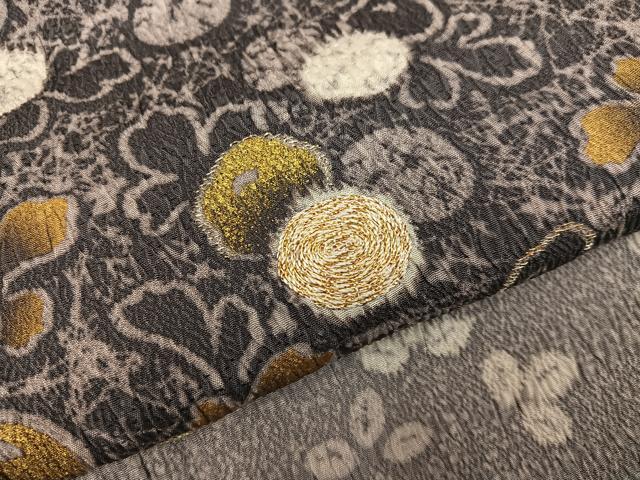 平和屋着物●訪問着 作家物 絞り 刺繍 浜松草花文 金彩 正絹 逸品 AABG8530ph