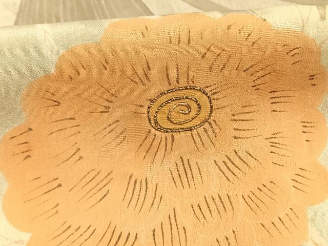 平和屋着物●アンティーク 大正ロマン 訪問着 駒刺繍 束ね紐草花文 暈し染め 正絹 逸品 AABG4641fy