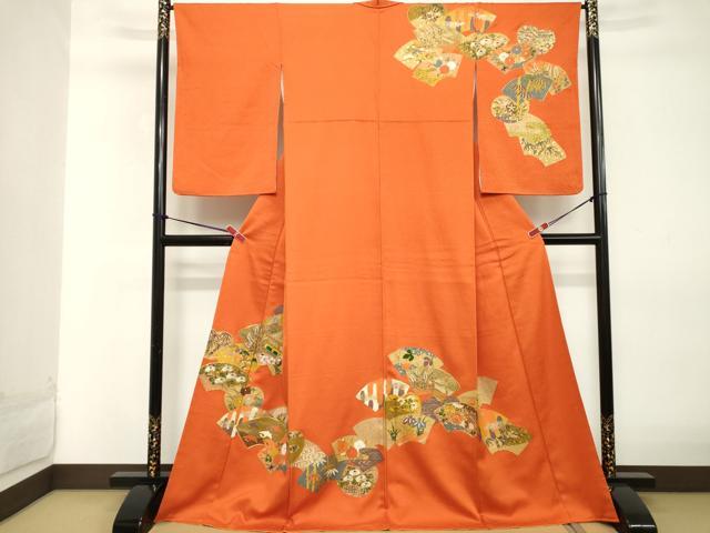 平和屋着物■訪問着 駒刺繍 地紙花文 金銀彩 正絹 逸品 DABD2677cd