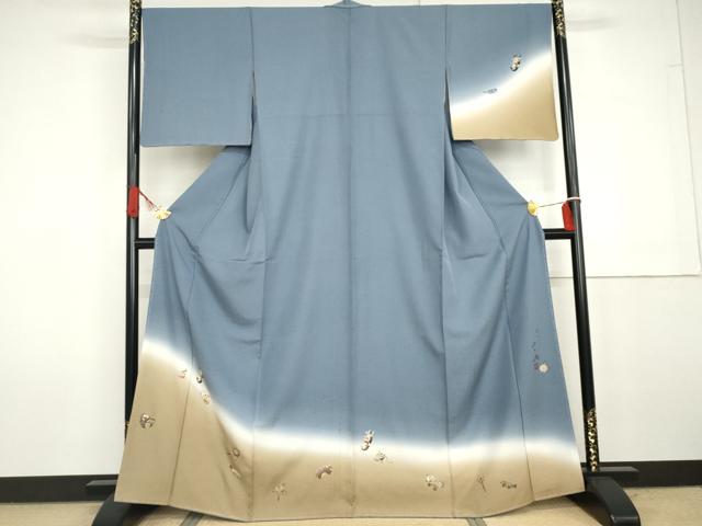 平和屋着物●京都印象派 友禅作家 橋本恵 訪問着 紬地 玩具文 暈し染め 金彩 正絹 逸品 AABG7984cs