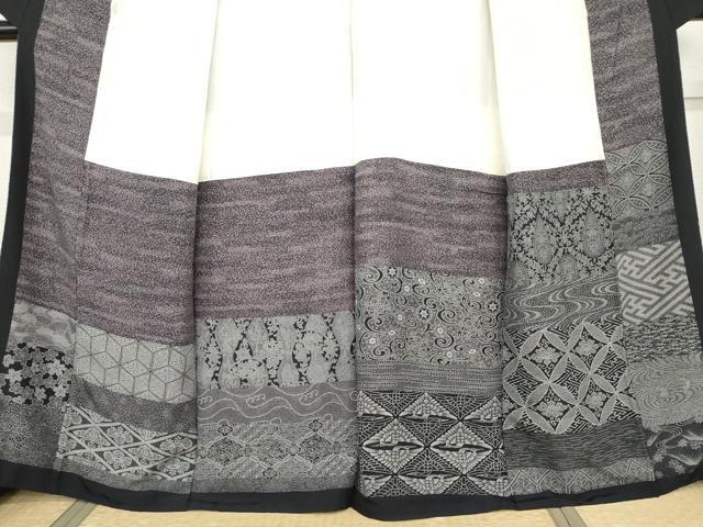 平和屋着物●名古屋友禅 赤塚順一 訪問着 吉祥双鶴横段花文 正絹 逸品 AABG8018cs