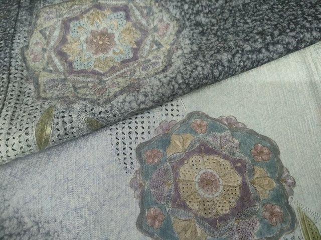 平和屋着物●訪問着 中国三大刺繍 汕頭刺繍 スワトウ刺繍 相良刺繍 天目暈し 正倉院花文 金銀糸 さが美扱い 正絹 逸品 AABG7975cs