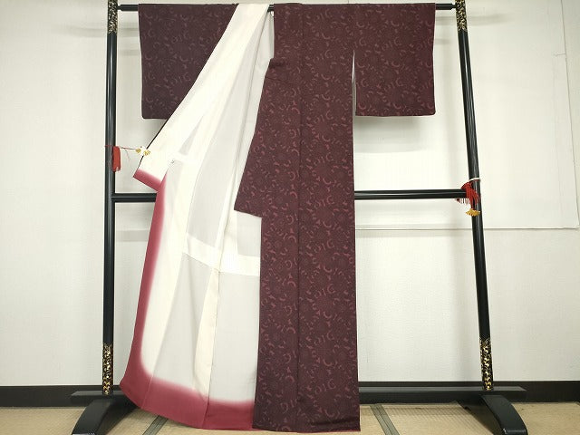 平和屋着物●重要無形文化財 人間国宝 中村勇二郎 江戸小紋 古代菊 鬼しぼ縮緬 正絹 逸品 AABG7980cs