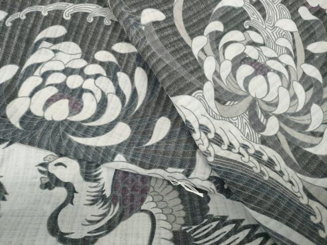 平和屋着物*極上 撫松庵 夏物 長襦袢 反物 着尺 爽竹 乱菊 孔雀立波文 逸品 未使用 DZAA11769kh6