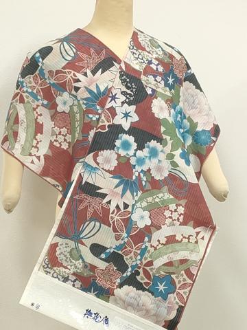 平和屋着物*極上 撫松庵 夏物 長襦袢 反物 着尺 爽竹 糸車鈴花文 逸品 未使用 DZAA11768kh6
