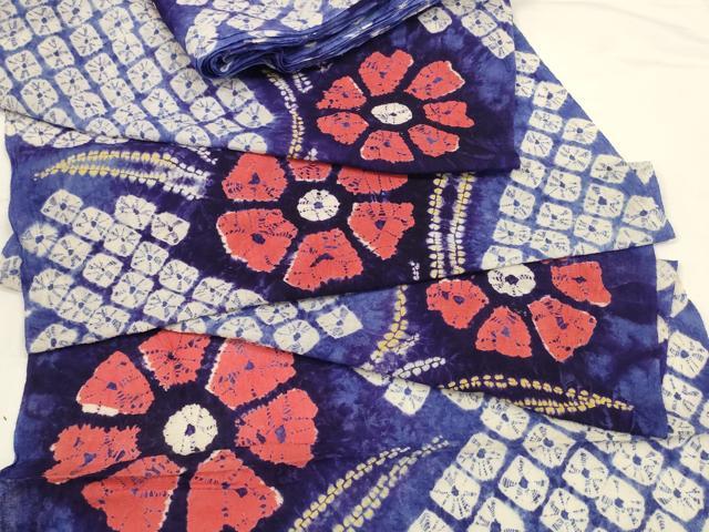 平和屋着物∴極上 夏物 浴衣 有松鳴海絞り 反物 着尺 草花 綿 逸品 未使用 DZAA11757kh6