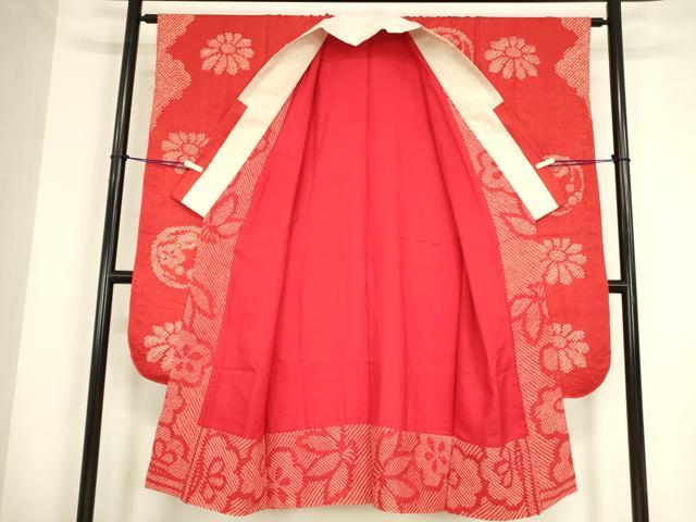 平和屋着物●振袖用長襦袢 袷 絞り 吉祥花丸文 正絹 逸品 DABC3563az