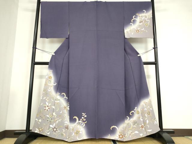 平和屋着物●訪問着 更紗花文 暈し染め 金彩 正絹 逸品 未使用 DABC3532az