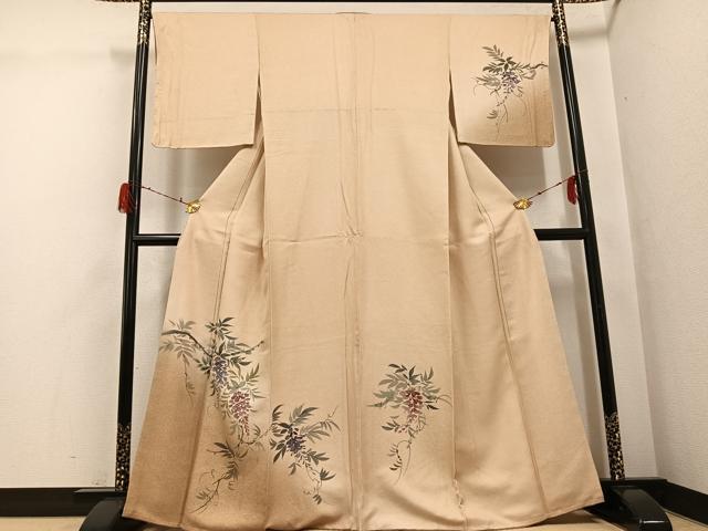 平和屋着物●訪問着 手描き 草花文 暈し染め 銀彩 正絹 逸品 未使用 AABG9023ph