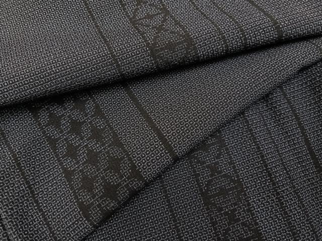 平和屋着物●お召 140亀甲 亀甲絣 間道 正絹 逸品 AABG9050ph