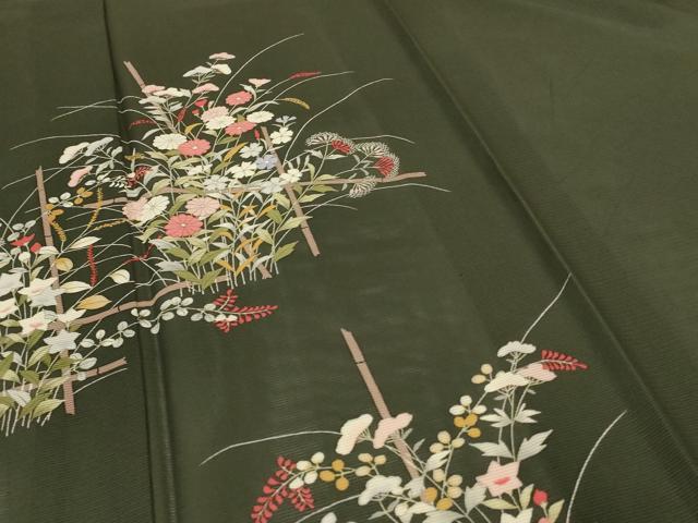 平和屋着物*夏物 訪問着 絽 草花文 正絹 逸品 AABG9135jd