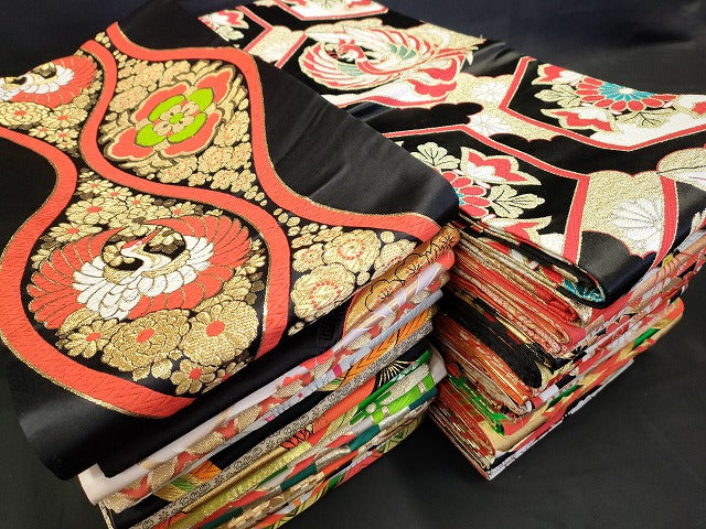 平和屋本店■子供帯 まとめて 35点 鳳凰 鶴 蝶 折り鶴 松竹梅 花柄 七宝 アンティーク 金銀糸 など 着用可能多数 未使用品あり ppp3516