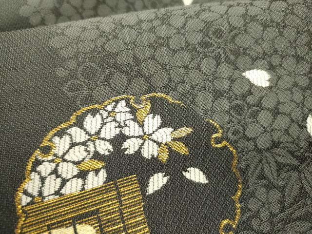 平和屋着物●九寸名古屋帯 唐織 雪輪花文 金糸 正絹 逸品 DABD0834op
