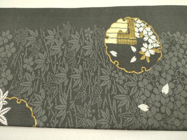 平和屋着物●九寸名古屋帯 唐織 雪輪花文 金糸 正絹 逸品 DABD0834op