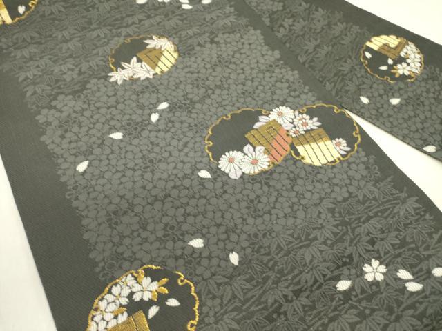 平和屋着物●九寸名古屋帯 唐織 雪輪花文 金糸 正絹 逸品 DABD0834op