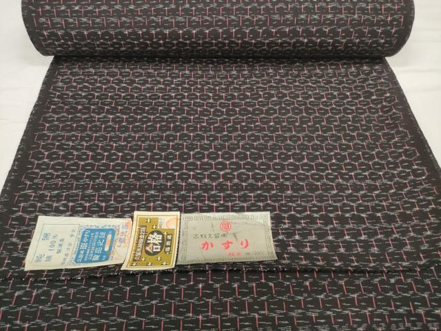 平和屋着物●久留米絣 反物 着尺 亀甲柄 都留繁登作 証紙付き 綿 逸品 未使用 DABC1943zzz