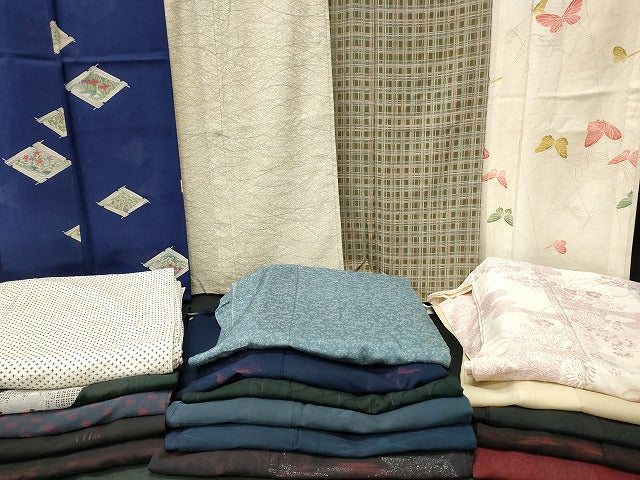 平和屋本店■夏物 小紋 絽 紗 まとめて20点 蝶 花柄 手描き 型染め 着用可能多数 全て正絹 se4000