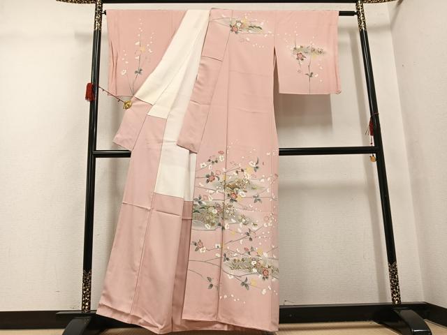 平和屋着物●訪問着 友禅 風景枝花文 暈し染め 正絹 逸品 AABG9583ph