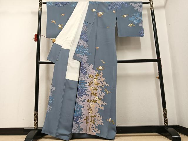 平和屋着物●創業460年・千總 訪問着 草花文 暈し染め 金彩 三越扱い 正絹 逸品 AABH0417ph
