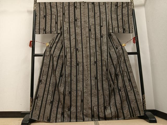 平和屋着物●本場大島紬 カタス12マルキ 風景草木文 正絹 逸品 AABH0414ph