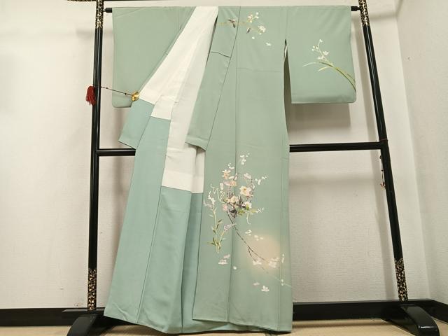 平和屋着物●京加賀友禅 百貫石峰 訪問着 枝花文 暈し染め 正絹 逸品 AABH0416ph