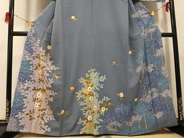 平和屋着物●創業460年・千總 訪問着 草花文 暈し染め 金彩 三越扱い 正絹 逸品 AABH0417ph