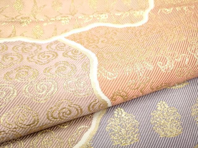 平和屋着物●西陣 川島織物 六通柄 本袋帯 草花文 金糸 正絹 逸品 CABE4570hy