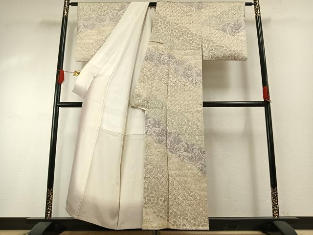 平和屋着物●訪問着 手描き 草花文 鈴乃屋扱い 正絹 逸品 AABH0484fy