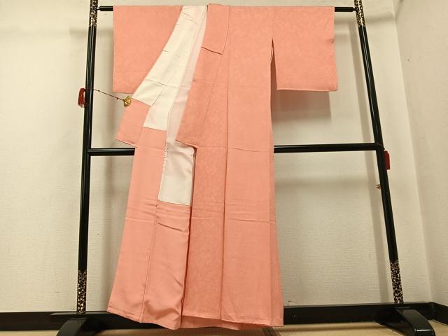 平和屋着物●上質な色無地 唐草地紋 宍色 正絹 逸品 AABH0444ph