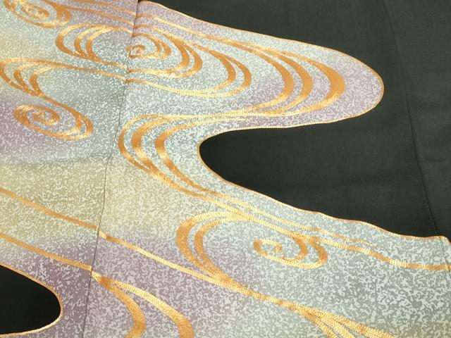 平和屋着物■豪華黒留袖 駒刺繍 流水文 暈し染め 正絹 逸品 DABD3214sf