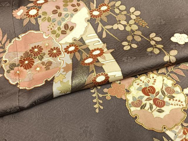 平和屋着物●訪問着 駒刺繍 雪輪熨斗花文 金銀彩 正絹 逸品 AABH0527fy