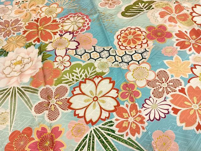 平和屋着物●豪華振袖 駒刺繍 松竹梅 暈し染め 金彩 正絹 逸品 AABH0486fy