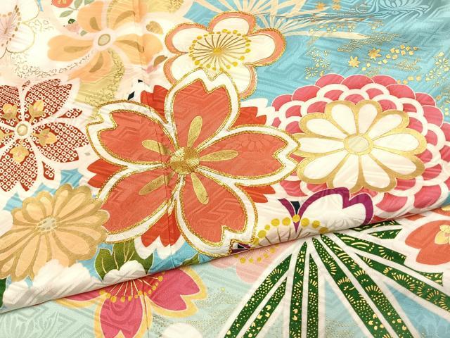 平和屋着物●豪華振袖 駒刺繍 松竹梅 暈し染め 金彩 正絹 逸品 AABH0486fy