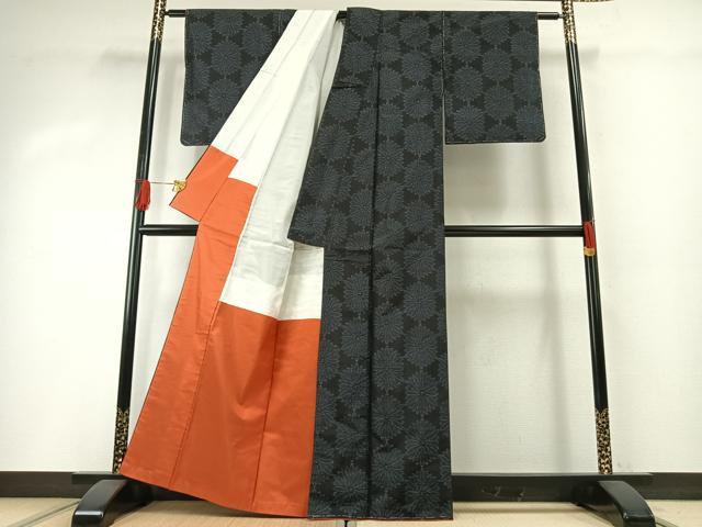 平和屋着物●本場大島紬 舞花文 正絹 逸品 未使用 AABH0504fy