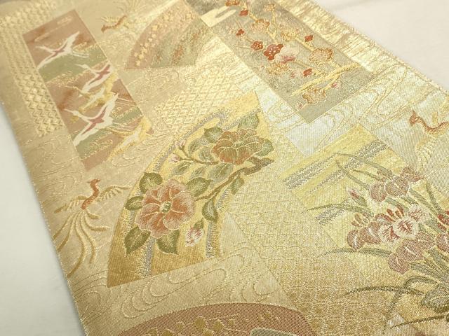 平和屋着物◎佐賀錦 六通柄袋帯 花鳥文 金糸 正絹 逸品 DABD2778cd